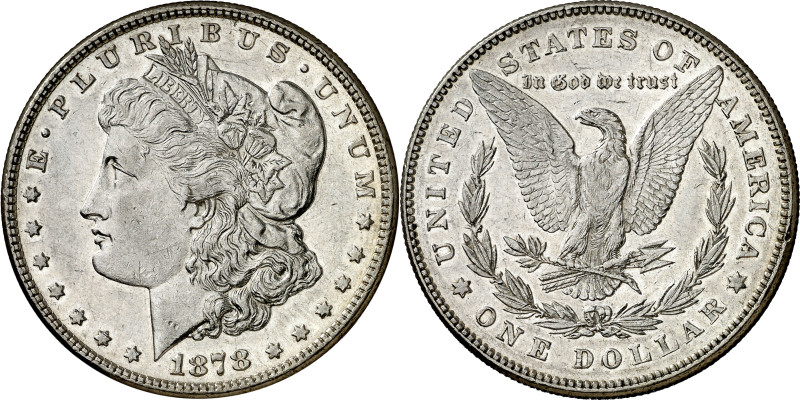 Estados Unidos. 1878. Filadelfia. 1 dólar. (KM. 110). 7 plumas en la cola. Marqu...