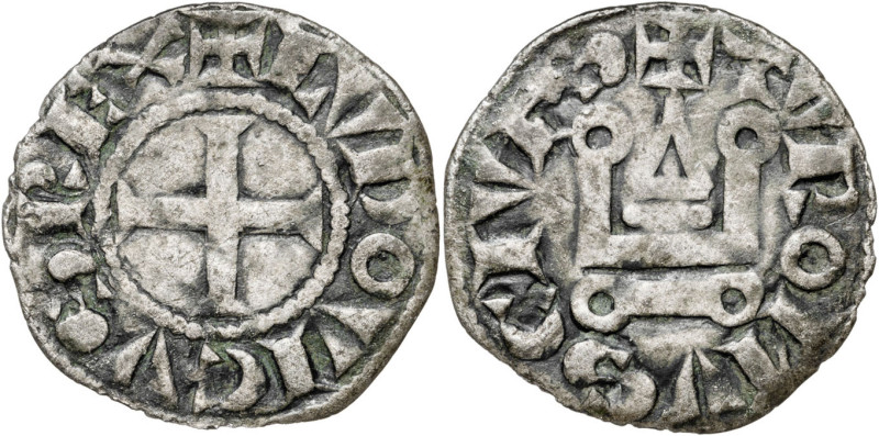 Francia. Luis IX (1214-1270). Dinero tornés. (D. 193). Vellón. 1 g. MBC-.