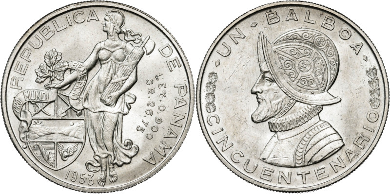 Panamá. 1953. 1 balboa. (KM. 21). 50º Aniversario de la República. AG. 26,74 g. ...