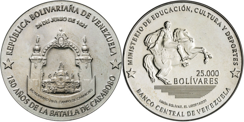 Venezuela. 2001. 25000 bolívares. (KM.UWC. 303). 180º Aniversario de la Batalla ...