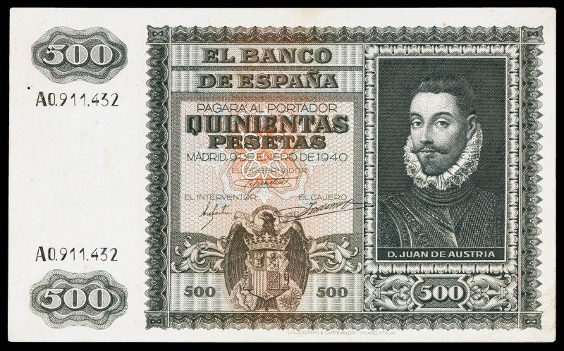 1940. 500 pesetas. (Ed. 439). 9 de enero, D. Juan de Austria. Leve doblez. Dos p...