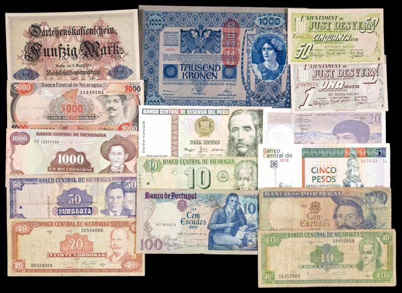 Lote de 15 billetes, incluye dos de Just Desvern (50 céntimos y 1 peseta). A exa...