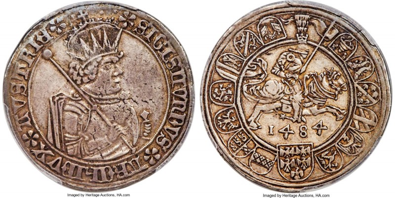 Archduke Sigismund 1/2 Guldiner 1484 XF40 PCGS, Hall mint, Levinson IV-45a, Frey...
