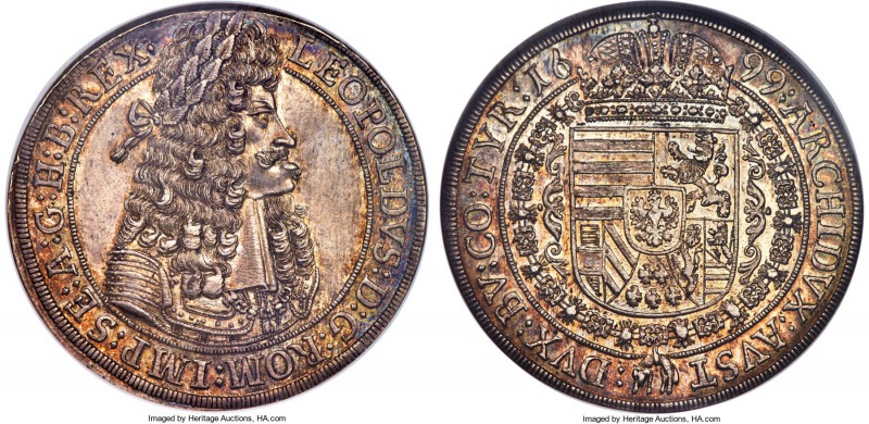 Leopold I Taler 1699 MS64 NGC, Hall mint, KM1303.5, Dav-3245A. Exceptionally all...