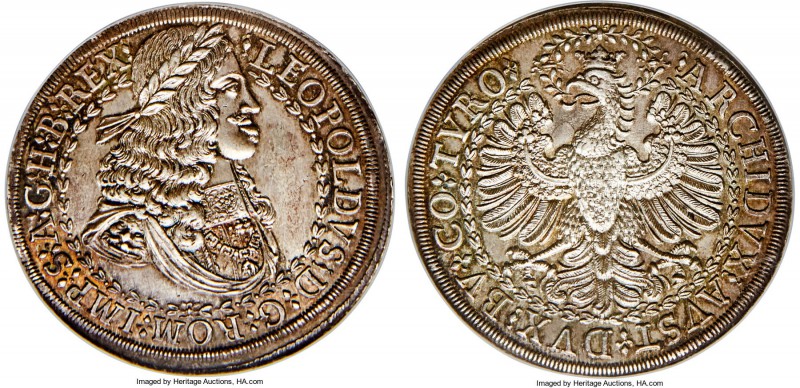 Leopold I 2 Taler ND (c. 1670) MS65 NGC, Hall mint, KM1119.1, Dav-3247. With an ...