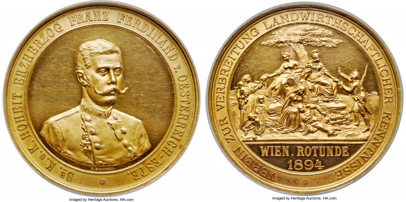 Franz I gold Proof "Agricultural" Medal 1894 PR62 Ultra Cameo NGC, Wurzbach-2436...