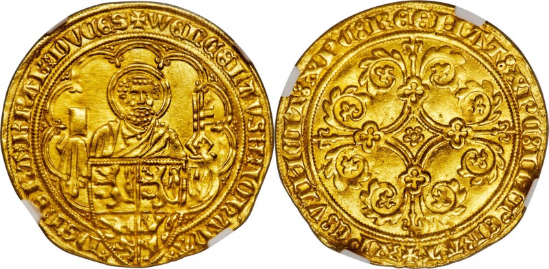 Brabant. Jeanne & Wenceslas gold Pieter d'Or ND (1355-1383) MS61 NGC, Louvain mi...