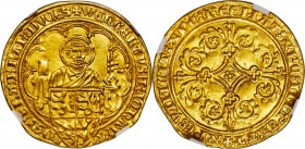 Brabant. Jeanne & Wenceslas gold Pieter d'Or ND (1355-1383) MS61 NGC, Louvain mint, Fr-11, Schneider-231, Delm-45. +WЄnCЄLΛVS : Ŧ : IOhΛnΛ x | x DЄI :...