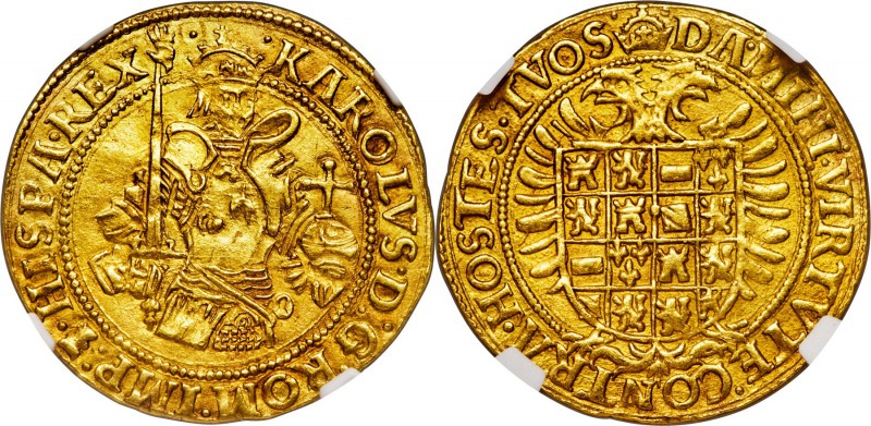 Brabant. Charles V gold Real d'or ND (1506-1555) AU58 NGC, Antwerp mint, Fr-56, ...