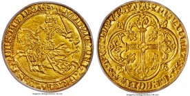 Flanders. Louis II de Mâle (1346-1384) gold Franc à cheval (Gouden Rijder) ND (1361-1364) MS62 PCGS, Ghent mint, Fr-156, Delm-458, Schneider-142. LVDO...