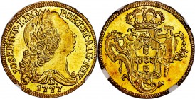 Jose I gold 6400 Reis 1777-B MS61 NGC, Bahia mint, KM199.1, Russo-407, Gomes-54.30. Solidly Mint State, with a crisp strike, and pleasing golden glow....