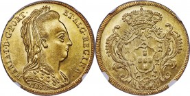 Maria I gold 6400 Reis 1788-B MS63 NGC, Bahia mint, KM218.2. A scarcer issue from the Bahia mint. Lustrous and struck in good relief, with choice eye ...