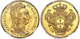 Maria I gold 6400 Reis 1788-R MS63 NGC, Rio de Janeiro mint, KM218.1, LMB-O525. A strong example with sharp features and nearly full mint brilliance. ...
