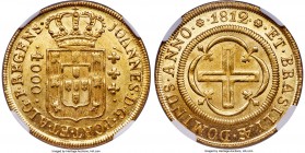 Joao VI Prince Regent gold 4000 Reis 1812-(R) MS64 NGC, Rio de Janeiro, KM235.2, Fr-95. A specimen which displays full glowing mint brilliance. Rare a...