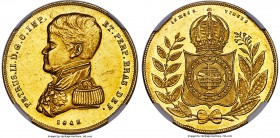 Pedro II gold 10000 Reis 1842 UNC Details (Cleaned) NGC, Rio de Janeiro mint, KM457, LMB-O623. Mintage: 1,146. Highly detailed owing to a sound strike...