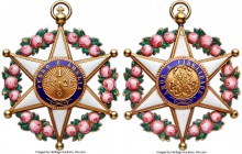 Pedro II gold and enamel Order of the Rose Medal ND (1820) AU, BR-108. 55mm. 23.37gm. Pedro II created the order of the Rose at the occasion of his ma...