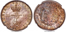 British Colony. George IV "Anchor Money" 1/2 Dollar 1822/1 MS63 NGC, KM4, Br-857, NC-1A2. Deeply toned throughout, with interwoven pastel hues ranging...