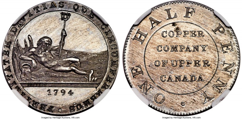 Copper Co. of Upper Canada aluminum Proof Restrike 1/2 Penny 1794 (1894) PR64 NG...