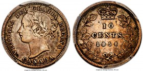Victoria 'First 8/5' 10 Cents 1858 XF40 PCGS, London mint, KM3. First 8 in date struck over a 5. An extremely rare and popular overdate on this first-...
