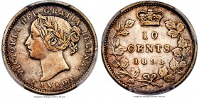 Victoria "Round Top 3" 10 Cents 1893 XF40 PCGS, London mint, KM3. The far rarer variety of this date with the '3' having a round top as opposed to fla...