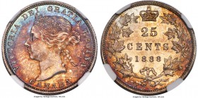 Victoria 25 Cents 1888 MS63 NGC, London mint, KM5. Simply stated, an offering that must be seen in hand. Gorgeously toned, with iridescent ocean and l...