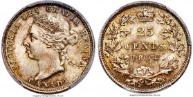 Victoria 25 Cents 1894 MS65 PCGS, London mint, KM5. A brilliant white gem with exceptional detailing and a light dispersion of tone over its surfaces....