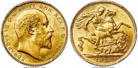 Edward VII gold Sovereign 1910-C MS64 PCGS, Ottawa mint, KM14, S-3970. One of the key coins in the sovereign series, and while not possessing the same...