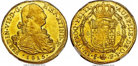 Ferdinand VII gold 8 Escudos 1815 So-FJ MS61 NGC, Santiago mint, KM78. A type that remains highly coveted at the Mint State level, this lustrous speci...