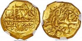 Charles II gold Cob 2 Escudos ND (1694-1714) MS64 NGC, Bogota mint, KM14.2. 6.72gm. An exceptional near-gem example of this usually much cruder type s...