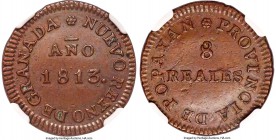 Provisional Government copper 8 Reales 1813 AU53 Brown NGC, Popayan mint, KM-B3, C-77. From a one-year emergency coinage. Almost certainly the smalles...