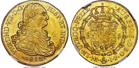 Ferdinand VII gold 8 Escudos 1813/2 NR-JF MS62 NGC, Nuevo Reino mint, KM66.1, Onza-1322. A bright lemon-gold planchet defines this Mint State rarity, ...