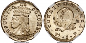 Cundinamarca. Republic Real 1821 Ba-JF MS63+ NGC, KM-B9. A sought after, singular type that remains difficult to acquire, particularly so fine, with i...