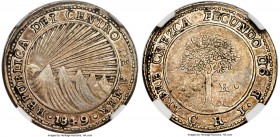Central American Republic Real 1849 CR-JB XF45 NGC, San Jose mint, KM21a. An appealing circulated example of this very rare date, lightly toned throug...