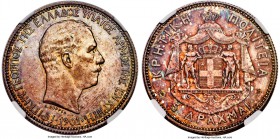 Prince George 5 Drachmai 1901-(a) AU58 NGC, Paris mint, KM9. Scarce one-year type, and one that remains particularly challenging to acquire at this le...