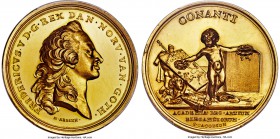 Frederik V gold Specimen Medal of 12 Ducats ND (1758) SP63 PCGS, Galster-450. 41.46gm. By M.G. Arbien and Jacobson. A quite rare gold striking of the ...