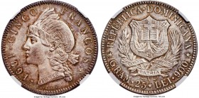 Republic 5 Francos 1891-A MS64 NGC, Paris mint, KM12. Steel and silver toned, and exhibiting an admirable quality of strike and luster for this issue ...