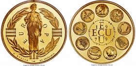 Republic gold Prooflike "Europa" Ecu 1979-(a) PL68 NGC,  Paris mint, KM-X32. Mintage: 1,460. A brilliant issue showing Europa wearing a stylized laure...