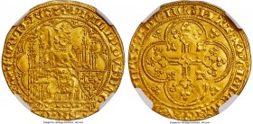 Philip VI (1328-1350) gold Écu d'or à la chaise ND MS64 PCGS, 4.50gm, Fr-270, Dup-249. + PhILIPPVS : DЄI x | x GRA x | FRAnCORVM : RЄX, King seated on...