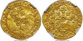 Charles VI (1380-1422) gold Agnel d'Or ND MS62 NGC, Paris mint (pellet beneath 18th letter), 2.53gm, Fr-290, Dup-372C2var (legends). +AGn': DЄI: QVI T...