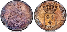 Louis XV Ecu 1724-A MS63 NGC, Paris mint, KM459.1, Dav-1328, Gad-319. A colorfully toned choice example with a predominance of lilac and blues on the ...