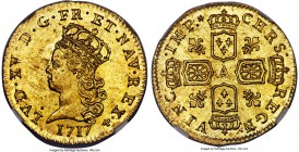 Louis XV gold 1/2 Louis d'Or 1717-A MS63 NGC, Paris mint, KM429.1, Fr-451. Mintage: 4,000. Rare in Mint State, this brilliantly struck one-year issue ...