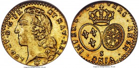 Louis XV gold 1/2 Louis d'Or 1768-S MS62 NGC, Reims mint, KM517.7, Fr-465. Pleasing for the grade, a lustrous golden offering with rich amber tone abu...