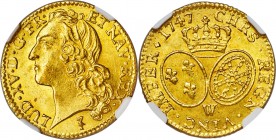 Louis XV gold Louis d'Or 1747-W MS65 NGC, Lille mint, KM513.22, Gad-341. Currently the finest example certified by NGC, one will find this fact as no ...