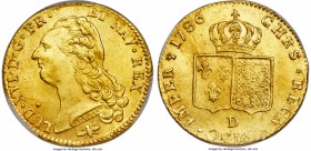 Louis XVI gold 2 Louis d'Or 1786-D MS64 PCGS, Lyon mint, KM592.5. Incorrectly noted on the holder, this is the variety with a dot appearing below the ...