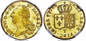 Louis XVI gold 2 Louis d'Or 1786-T MS63 NGC, Nantes mint, KM592.14, Fr-474, Gad-363. A lustrous lemon-gold double, the reverse prooflike with reflecti...