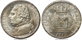 Louis XVIII 5 Francs 1815-MA MS65 PCGS, Marseille mint, KM702.10. A stunning survivor from the First Restoration which lasted only from 1814-1815. Bei...