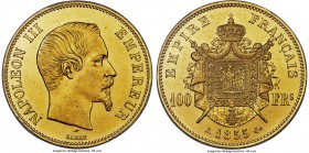Napoleon III gold 100 Francs 1855-A MS62 PCGS, Paris mint, KM786.1, Gad-1135. A bright rose-gold specimen with much reflectivity in the fields, scatte...