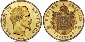 Napoleon III gold 100 Francs 1859-A MS61 NGC, Paris mint, KM786.1, Fr-569. An enticing specimen of this large gold denomination, lightly bagmarked in ...