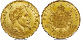 Napoleon III gold 100 Francs 1863-BB MS62 NGC, Strasbourg mint, KM802.2, Gad-1136. Mintage: 5,078. An elusive date in this popular series, and superbl...