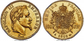 Napoleon III gold 100 Francs 1868-A MS61 NGC, Paris mint, KM802.1. From a minuscule mintage of 2,315 pieces, a date scarcely offered and represented h...